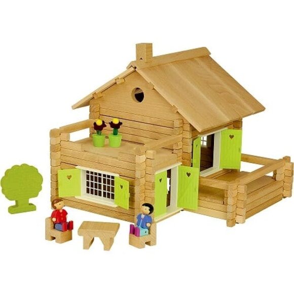 NWT Jeujura Wooden Building Set Log House 175 Pieces - Picture 1 of 2